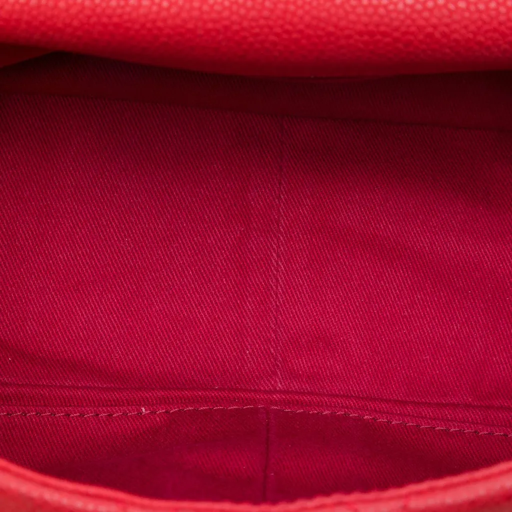 Chanel Medium Iridescent Caviar Chic Quilt Top Handle Flap Red Leather Very good - Model View