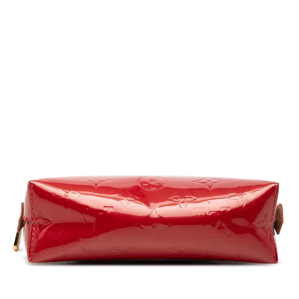 Louis Vuitton Monogram Vernis Cosmetic Pouch Red Leather Very good - Inside View