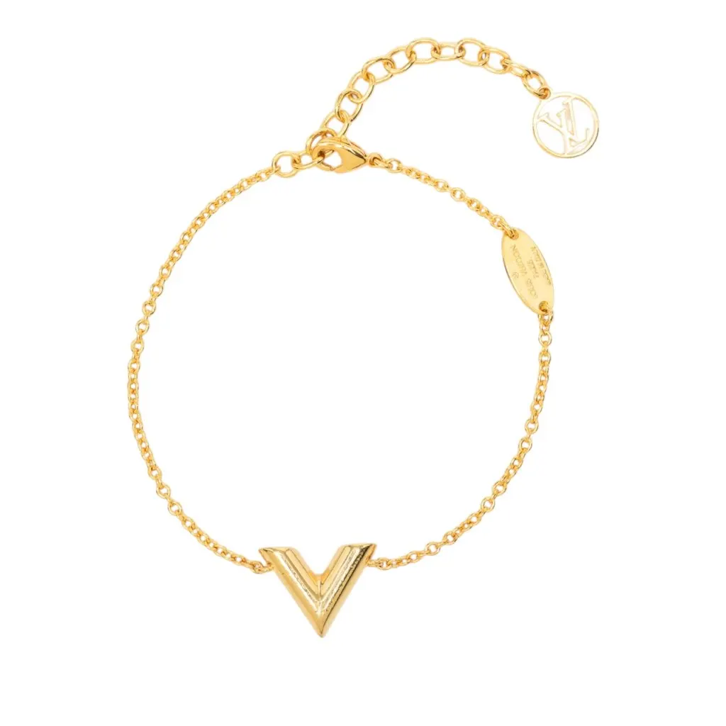 Louis Vuitton Gold Plated Essential V Bracelet Gold Metal Very good - Back View