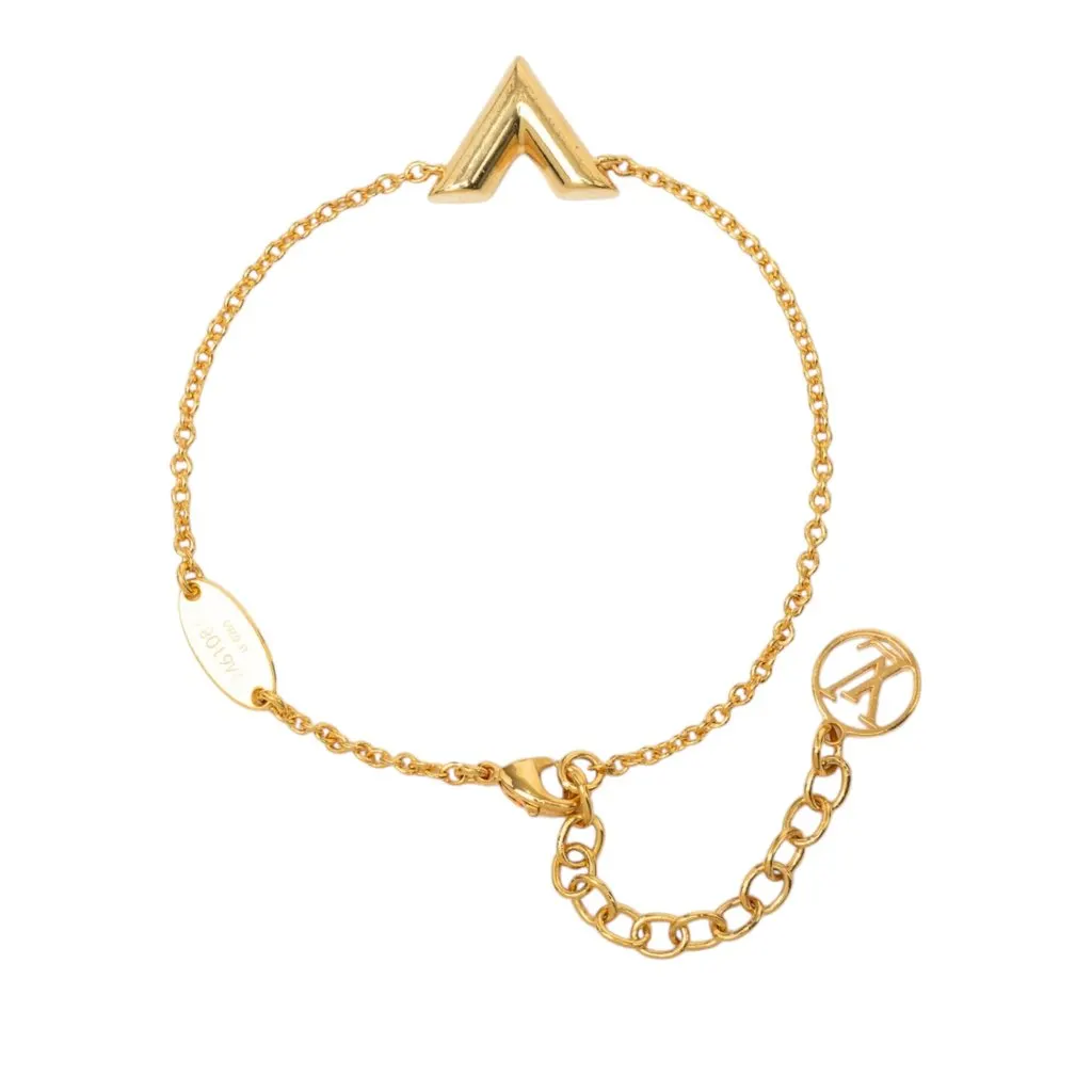 Louis Vuitton Gold Plated Essential V Bracelet Gold Metal Very good - Model View