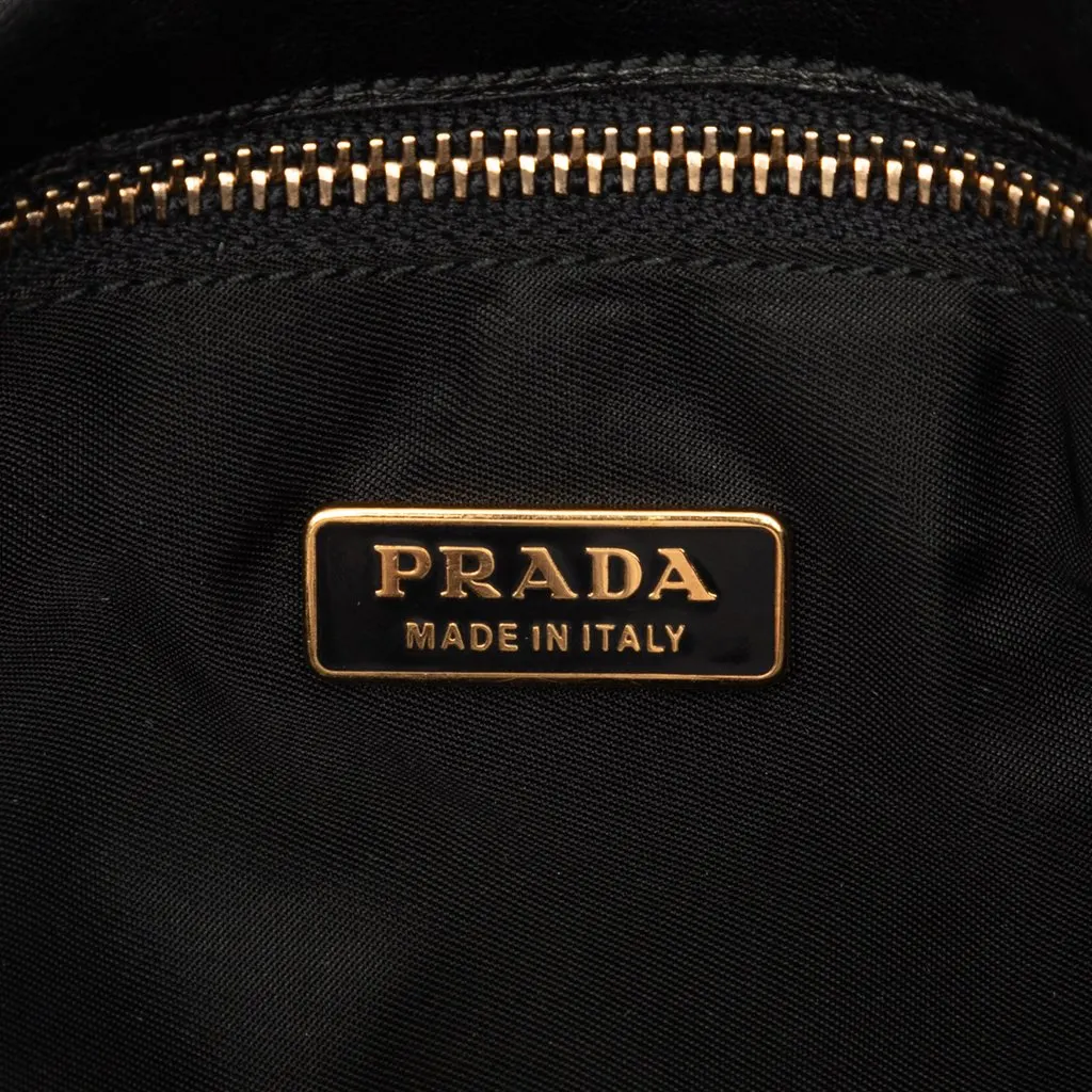 Prada Soft Calf and Tessuto Shoulder Bag Black Polyamide Good - Box View