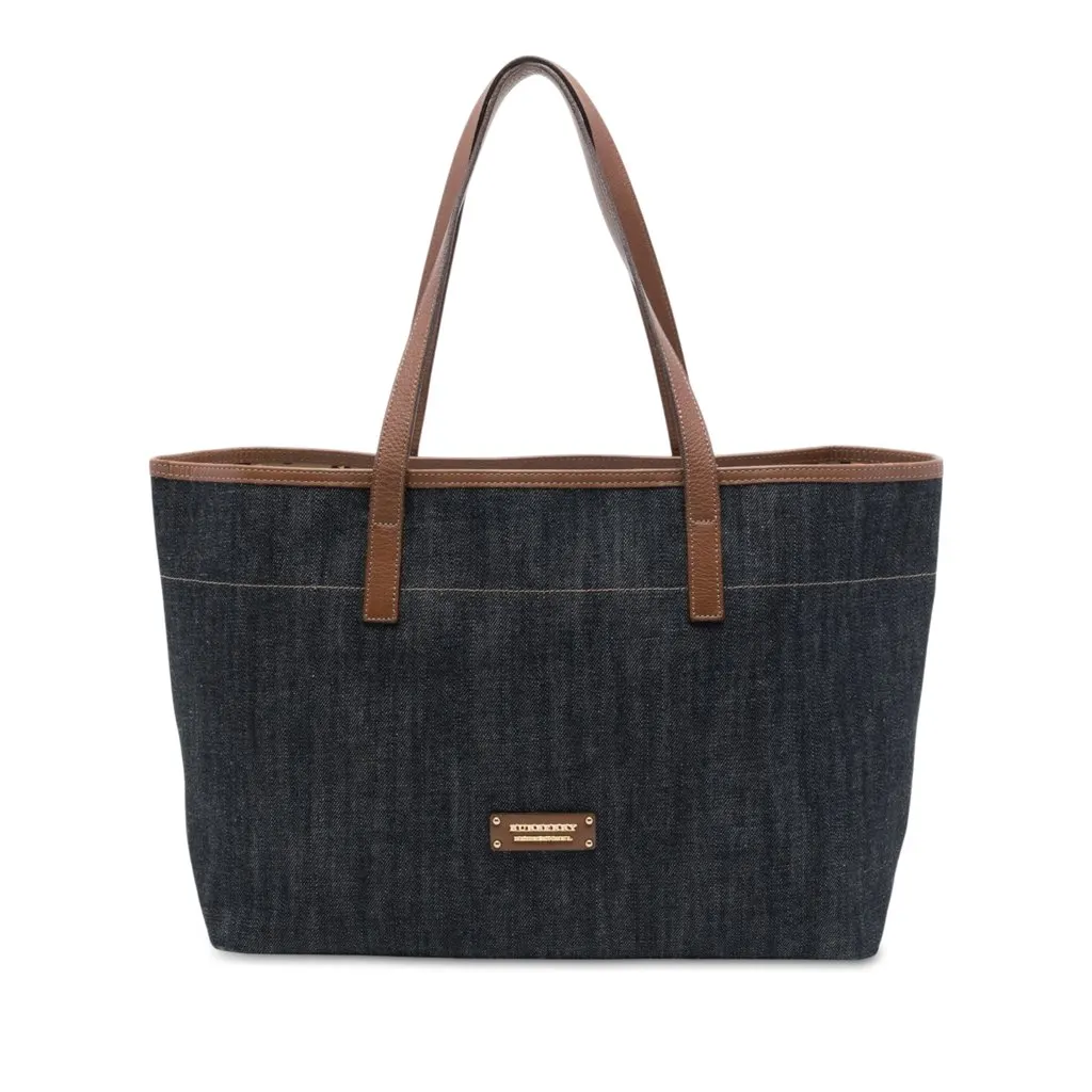 Burberry Denim Tote Blue Denim Good - Front View