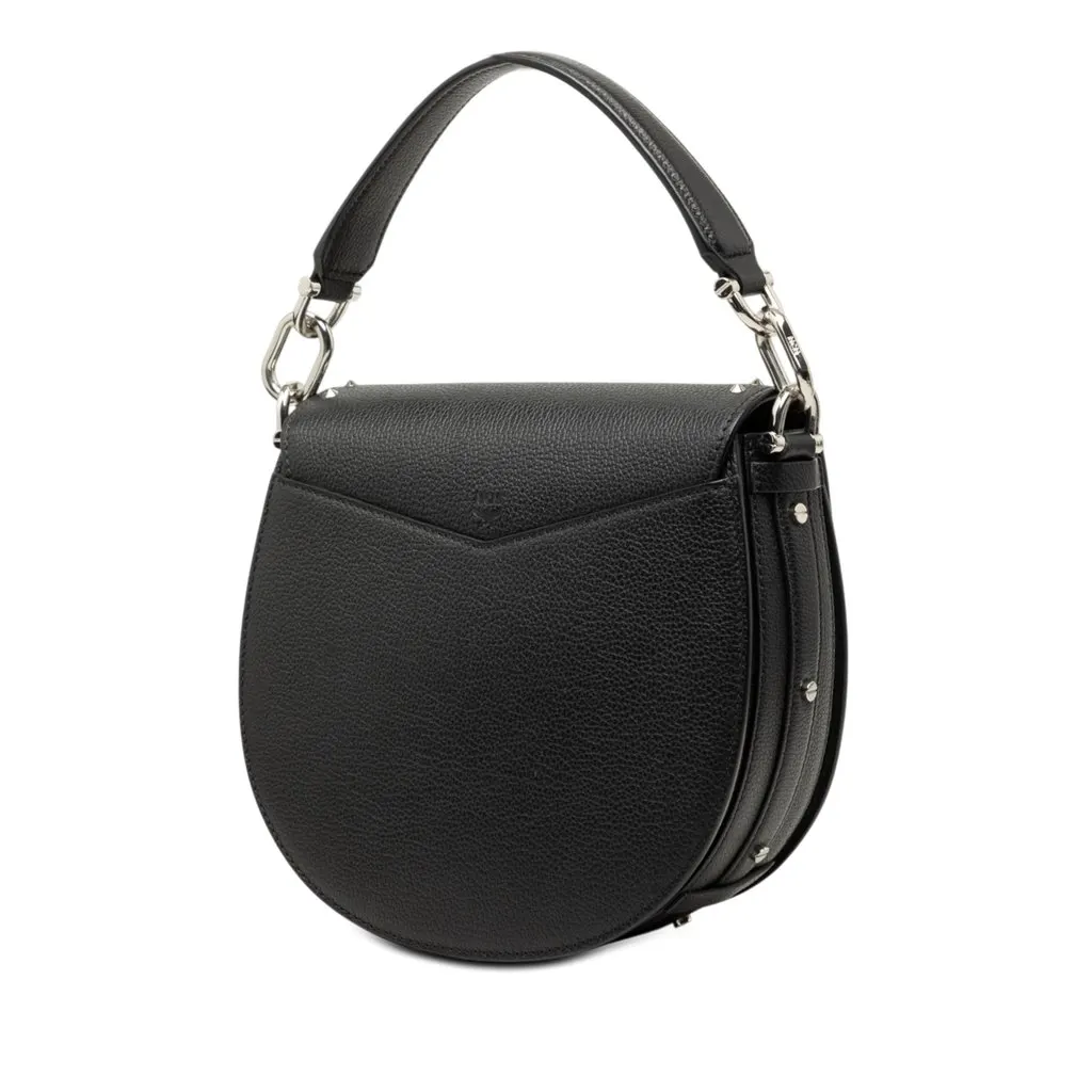 MCM Studded Leather Patricia Satchel Black Leather Very good - Back View