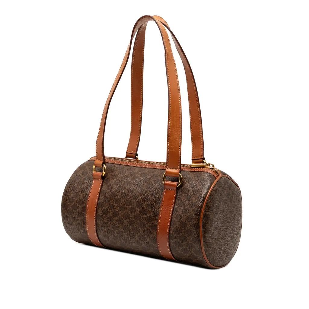 Celine Macadam Coated Canvas Shoulder Bag Brown Very good - Back View