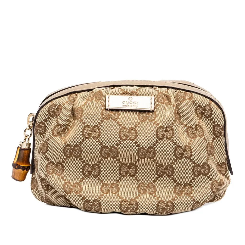 Gucci GG Canvas Bamboo Pouch