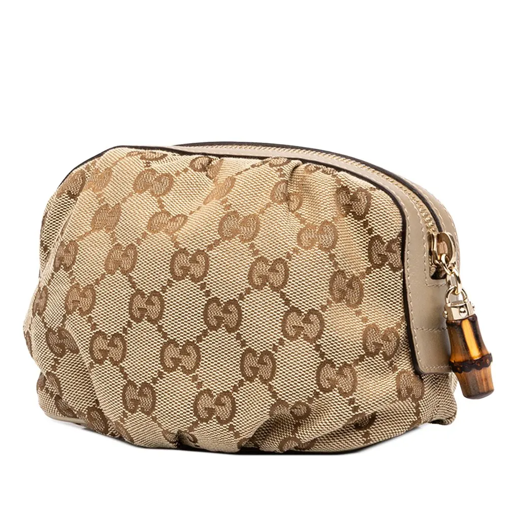 Gucci GG Canvas Bamboo Pouch Beige Canvas Very good - Back View