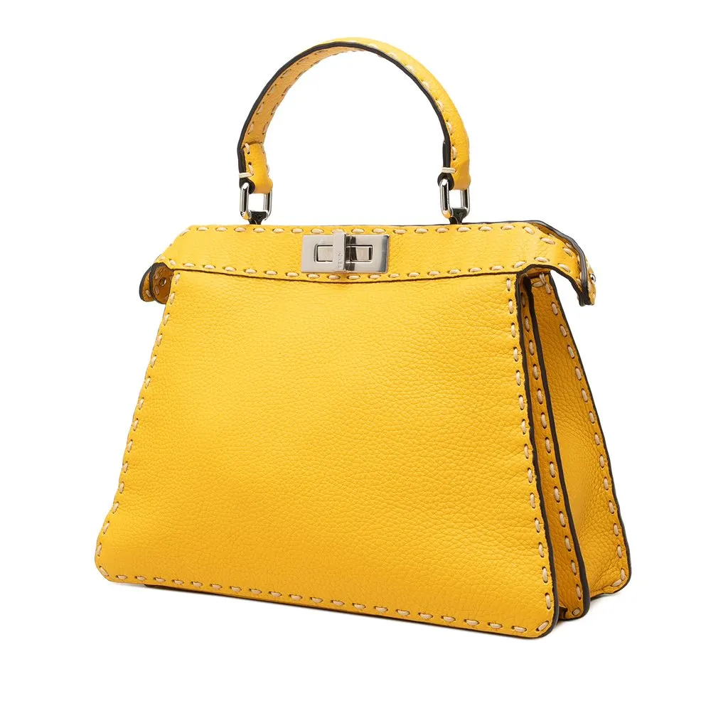 Fendi Medium Calfskin Selleria Peekaboo ISeeU Satchel Yellow Leather Very good - Back View