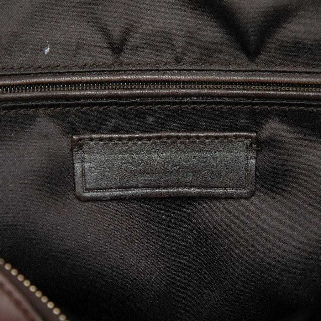 Saint Laurent Large Woven Trimmed Leather Muse Handbag Brown Leather Good - Box View