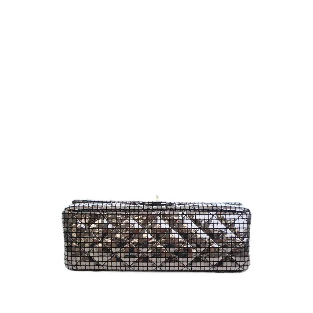 Chanel Quilted Mirror Calfskin Reissue 2.55 Double Flap 225 Silver Leather Very good - Inside View