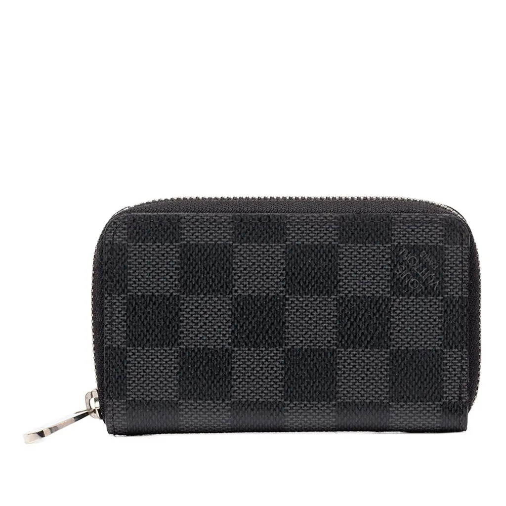 Louis Vuitton Damier Graphite Zippy Coin Pouch Black Canvas Good - Front View