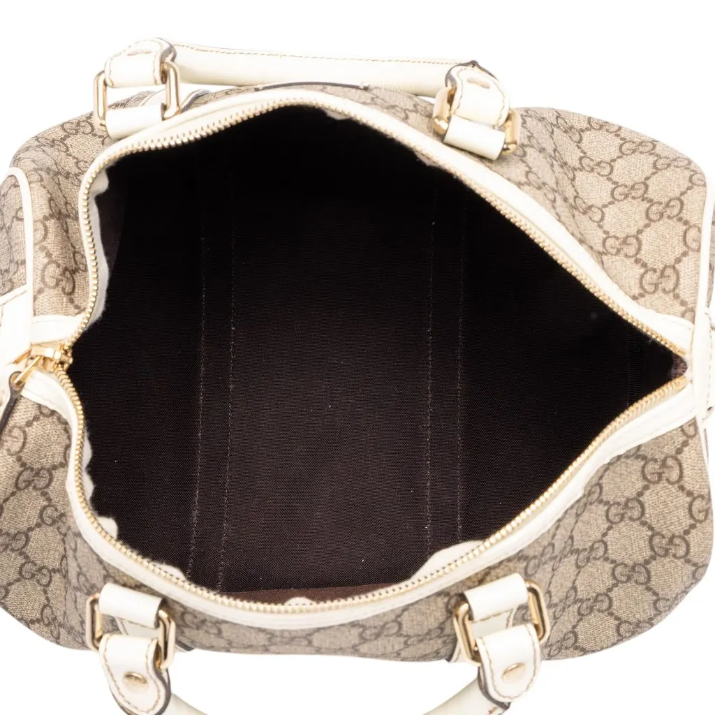 Gucci Medium GG Supreme Joy Boston Bag Beige Canvas Very good - Model View
