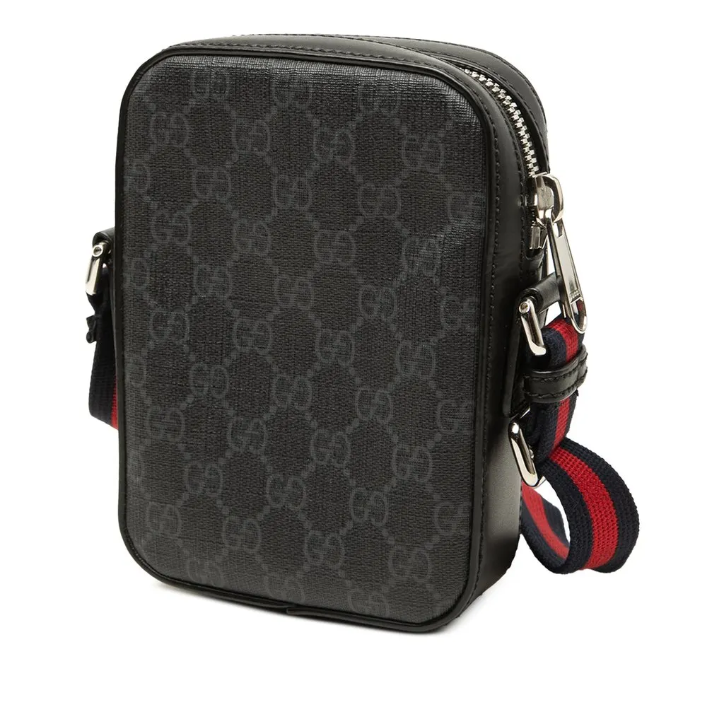 Gucci Mini GG Supreme Web Messenger Bag Black Canvas Very good - Back View