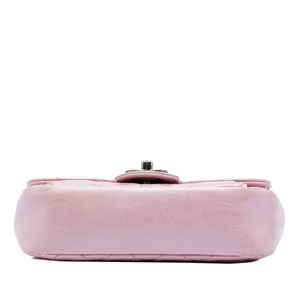Chanel Mini Quilted Metallic Calfskin Coco Pleats Chain Flap Pink Leather Very good - Inside View