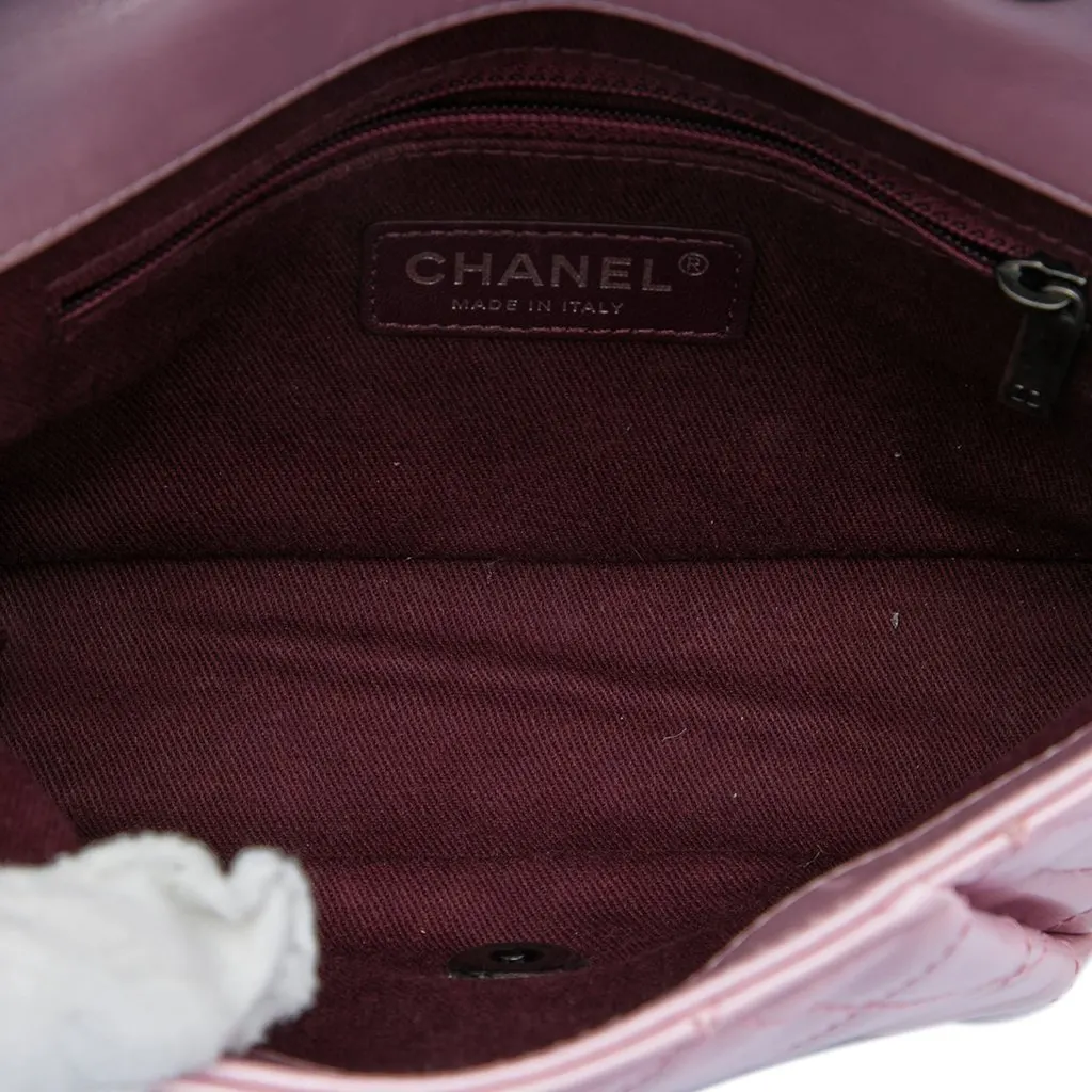 Chanel Mini Quilted Metallic Calfskin Coco Pleats Chain Flap Pink Leather Very good - Model View