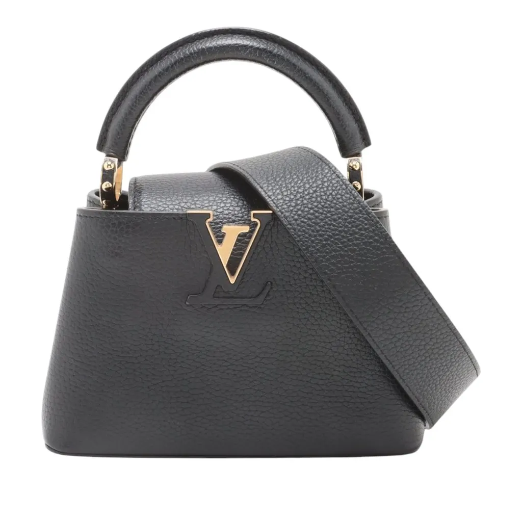 Louis Vuitton Taurillon Mini Capucines Black Leather Very good - Front View