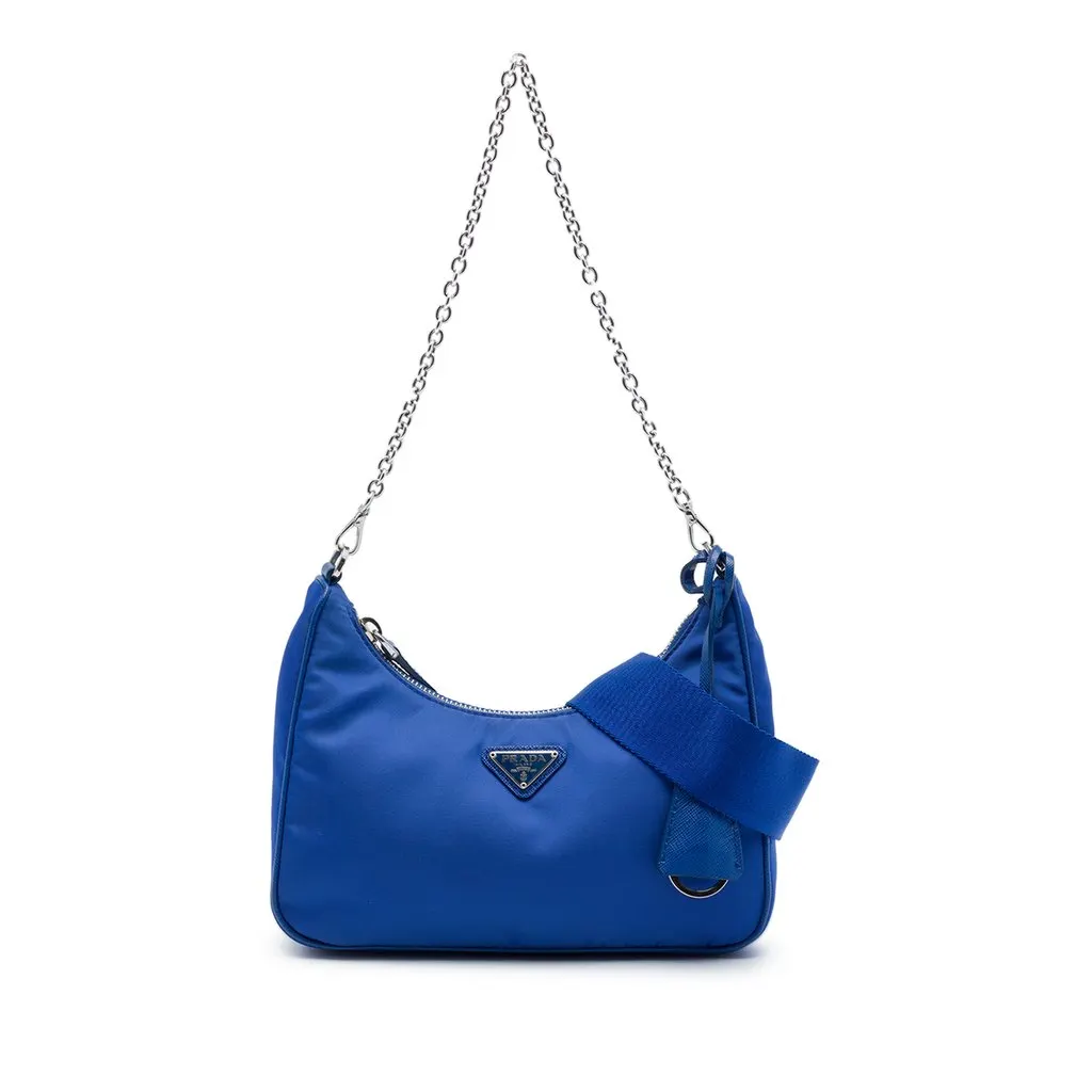 Prada Mini Tessuto Re Edition 2005 Shoulder Bag Blue Polyamide Very good - Front View