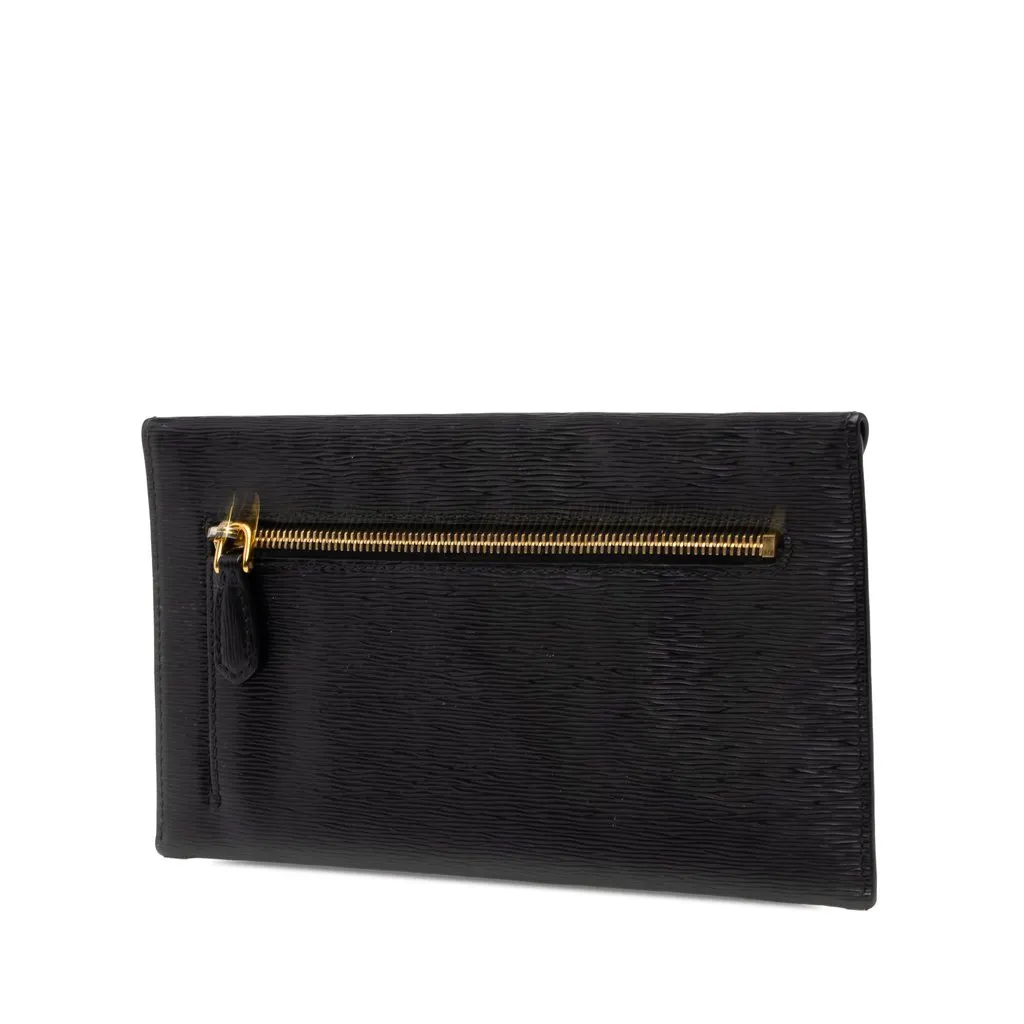 Prada Vitello Move Envelope Clutch Black Leather Very good - Back View