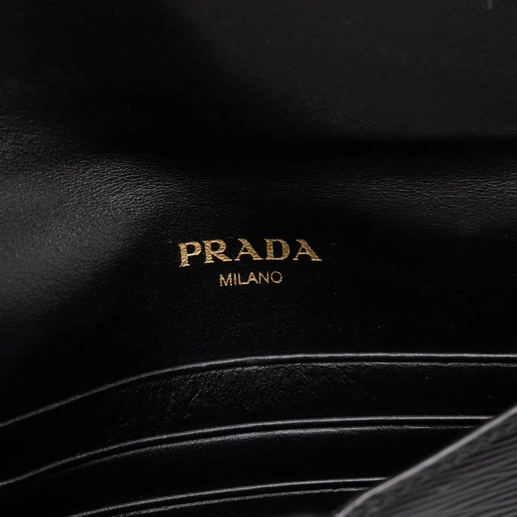 Prada Vitello Move Envelope Clutch Black Leather Very good - Box View