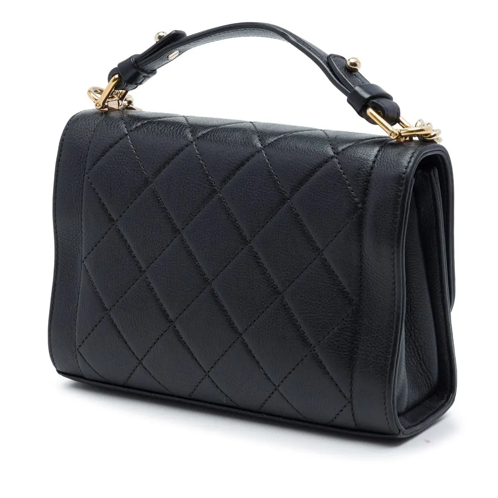 Chanel Small Quilted Grained Calfskin Label Click Flap Black Leather Very good - Back View