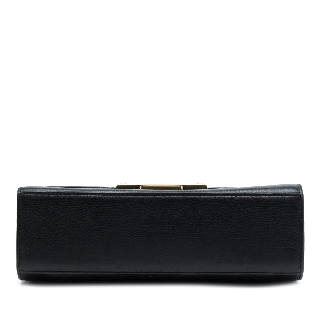 Chanel Small Quilted Grained Calfskin Label Click Flap Black Leather Very good - Inside View
