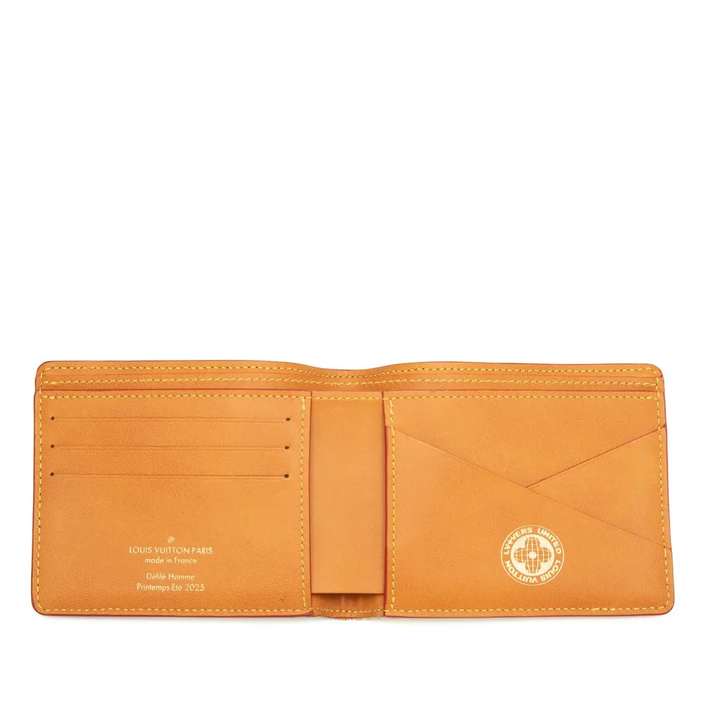 Louis Vuitton LV Birds Damier Denim Portefeuille Multiple Bifold Wallet Blue Denim Very good - Model View