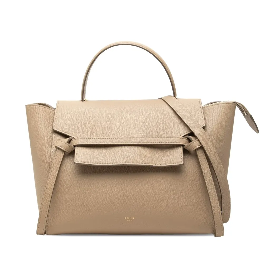 Celine Mini Grained Calfskin Belt Bag Beige Leather Very good - Front View