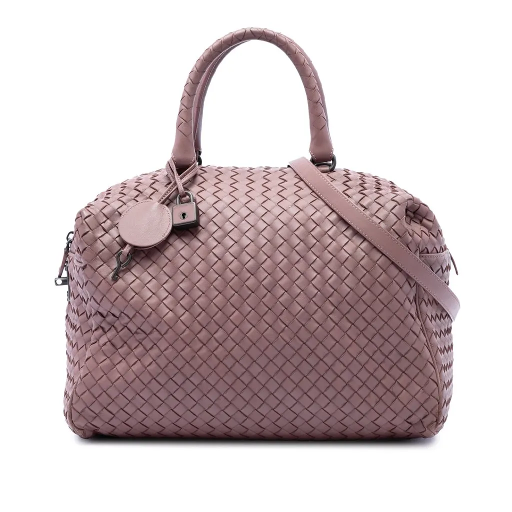 Bottega Veneta Nappa Intrecciato Satchel Pink Leather Very good - Front View