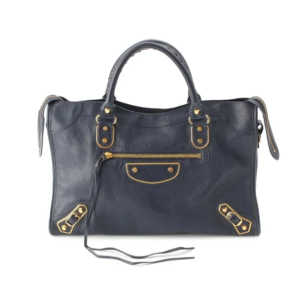 Balenciaga Goatskin Motocross Classic Metallic Edge City Sat