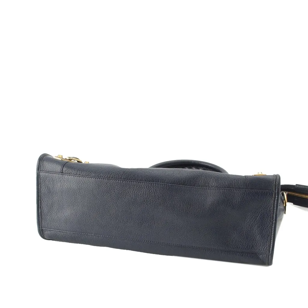 Balenciaga Goatskin Motocross Classic Metallic Edge City Satchel Blue Leather Very good - Inside View
