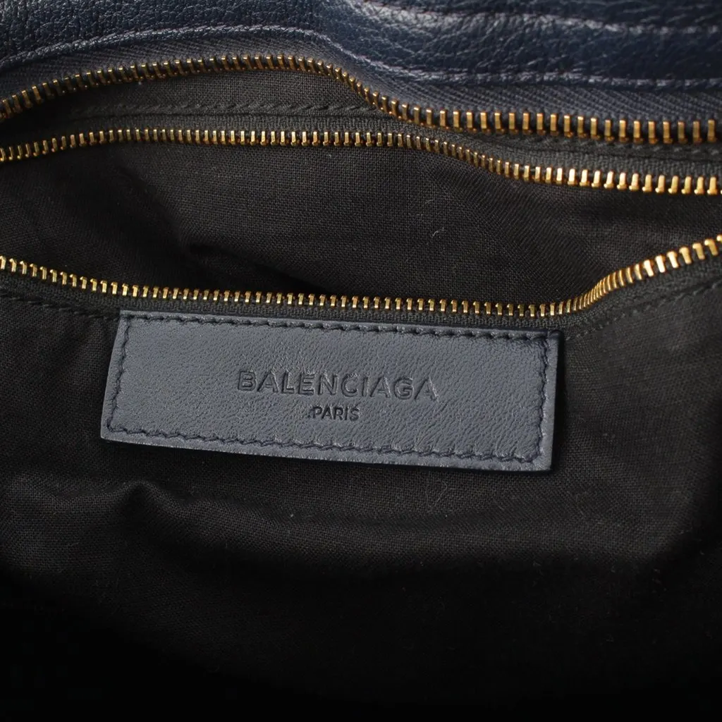 Balenciaga Goatskin Motocross Classic Metallic Edge City Satchel Blue Leather Very good - Box View