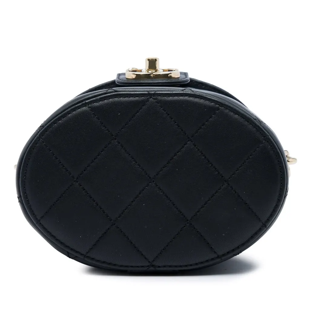 Chanel CC Lambskin Elegant Chain Vanity Case Black Leather Very good - Inside View