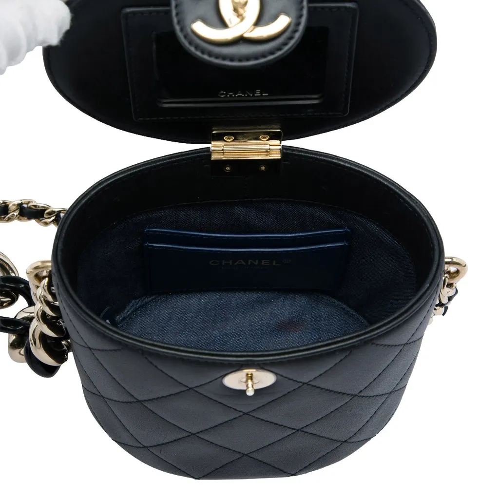 Chanel CC Lambskin Elegant Chain Vanity Case Black Leather Very good - Box View