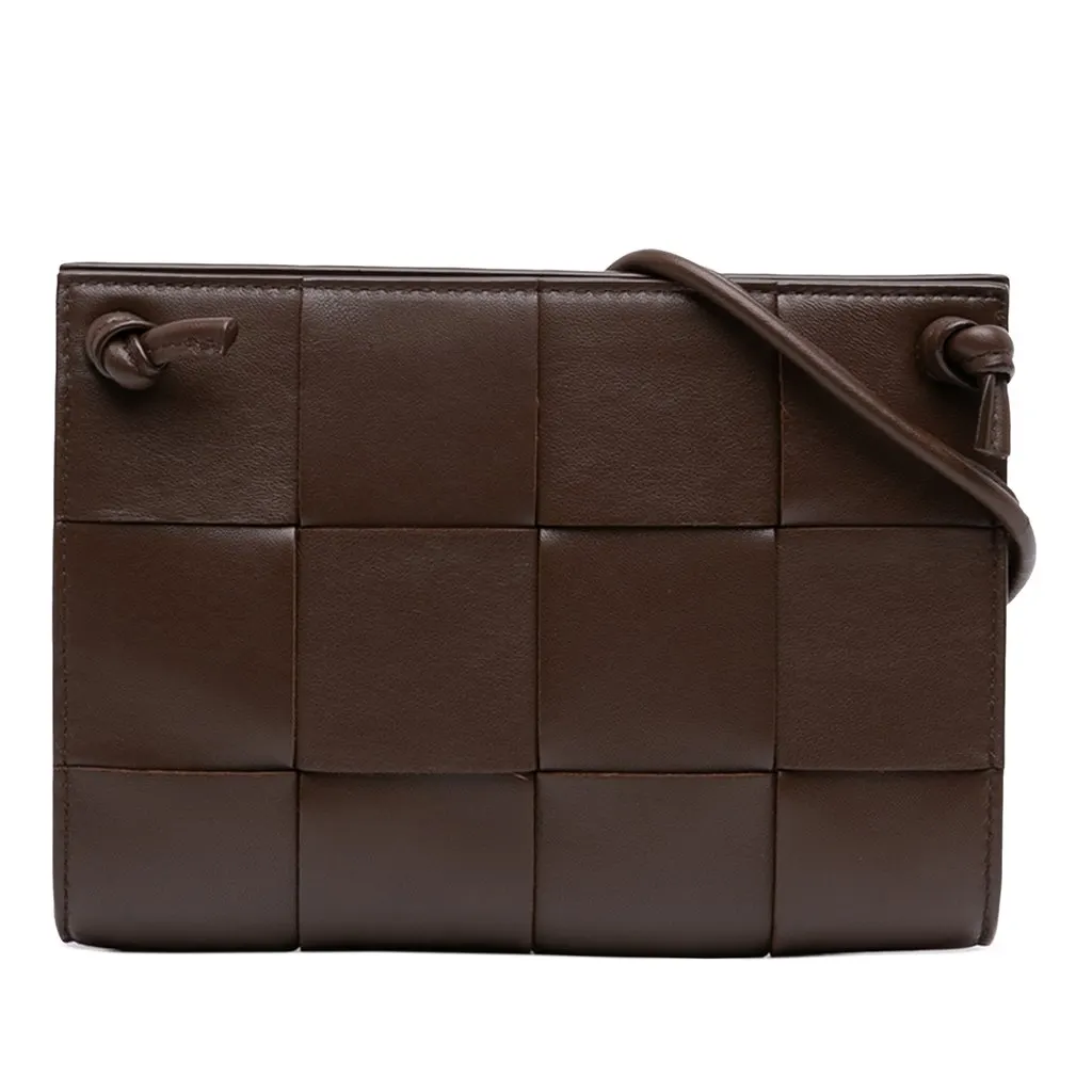 Bottega Veneta Mini Nappa Cassette Crossbody Brown Leather Very good - Front View