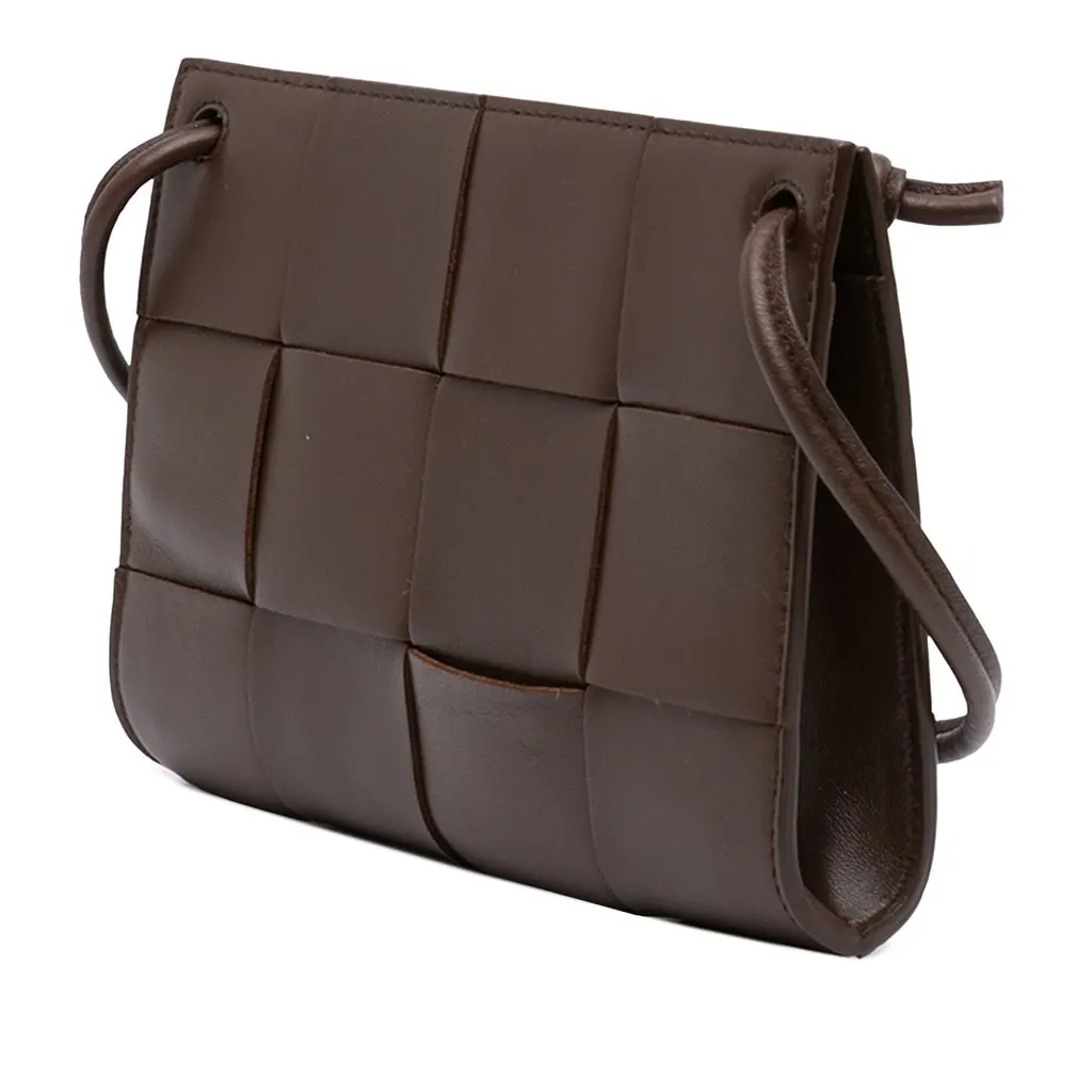 Bottega Veneta Mini Nappa Cassette Crossbody Brown Leather Very good - Back View