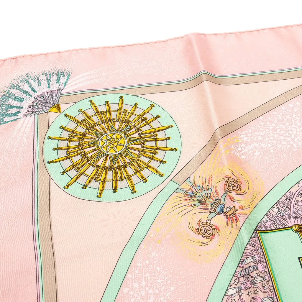 Hermès Feux D Artifice Silk Scarf 90 Pink Silk Very good - Model View