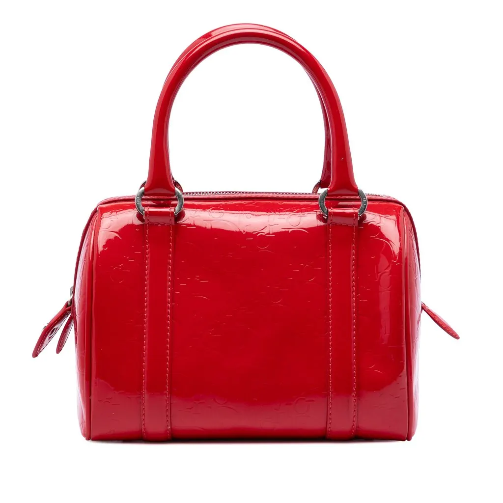Dior Oblique Patent Boston Bag Red Leather Very good - Front View