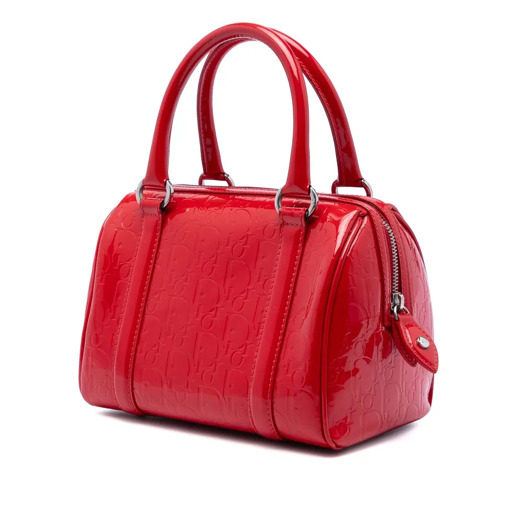 Dior Oblique Patent Boston Bag Red Leather Very good - Back View