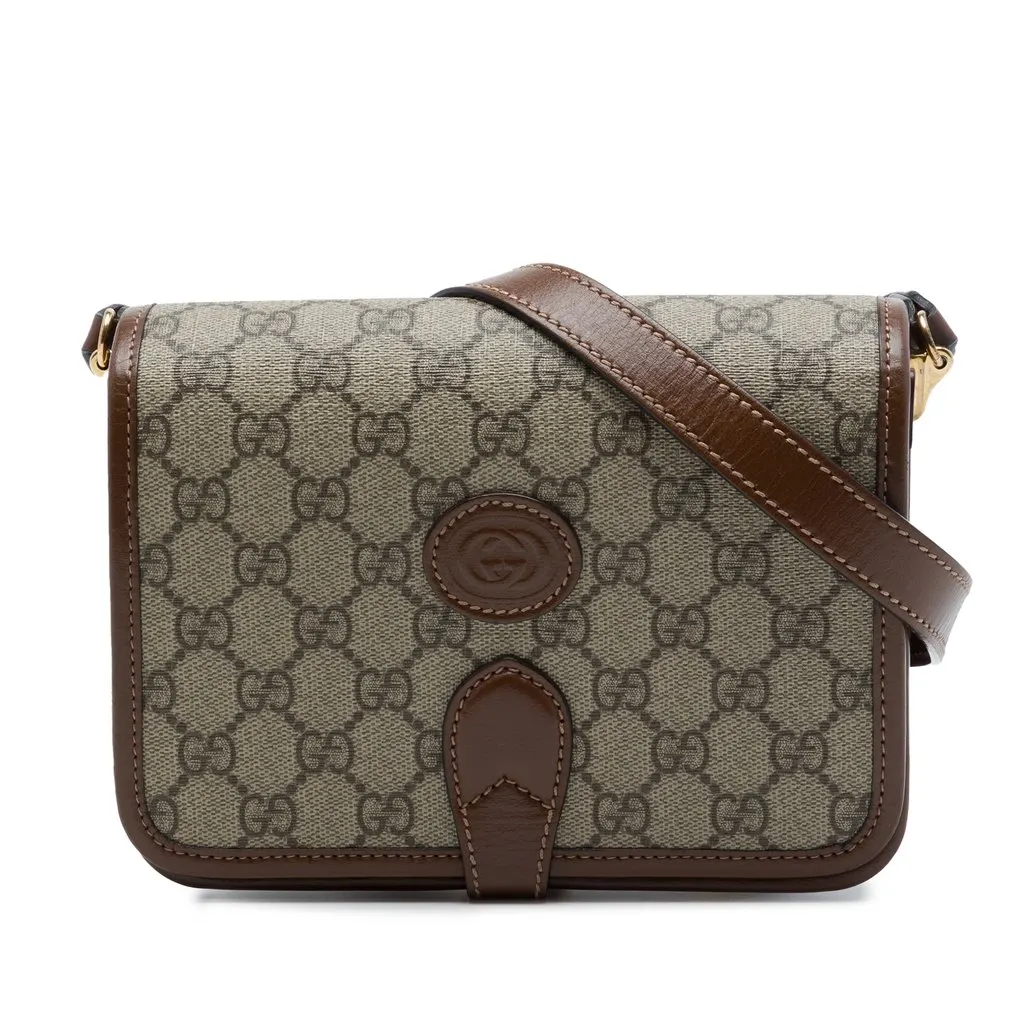 Gucci Mini GG Supreme Interlocking G Crossbody Beige Very good - Front View
