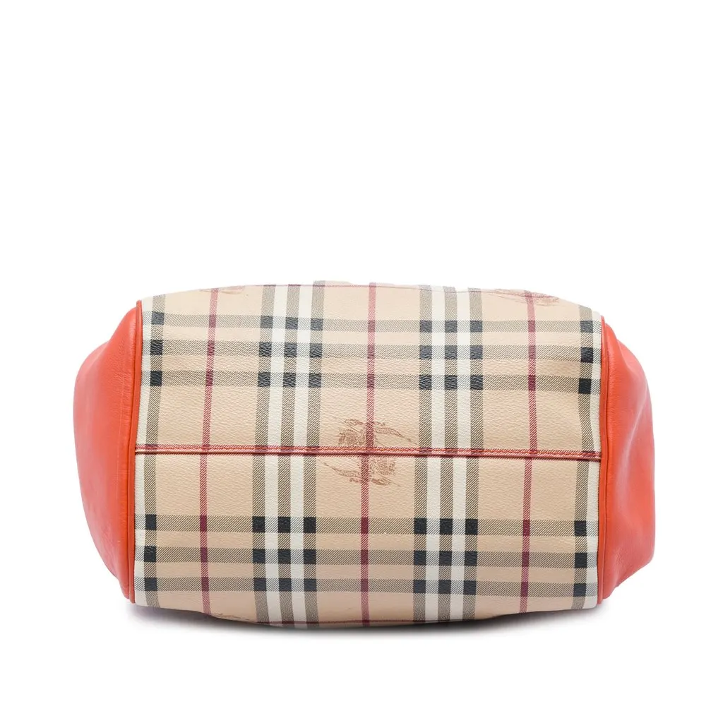 Burberry Small Haymarket Check Coated Canvas and Calfskin Canterbury Tote Beige Very good - Inside View