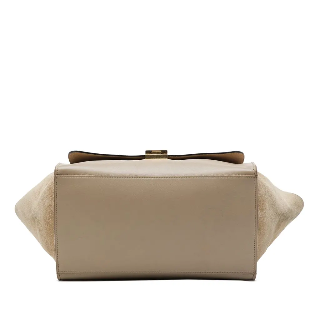 Celine Medium Bicolor Calfskin and Suede Trapeze Satchel Beige Leather Good - Inside View