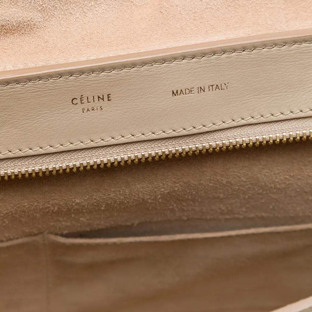 Celine Medium Bicolor Calfskin and Suede Trapeze Satchel Beige Leather Good - Box View