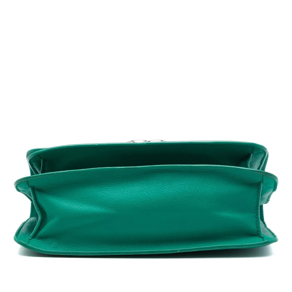 Chanel Small Quilted Caviar CC Box Flap Green Leather Very good - Inside View
