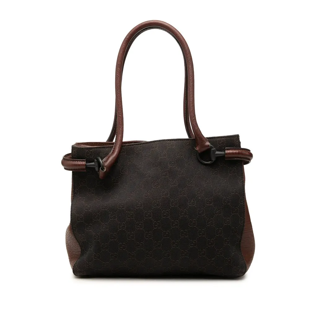 Gucci GG Denim Shoulder Bag Brown Denim Good - Front View