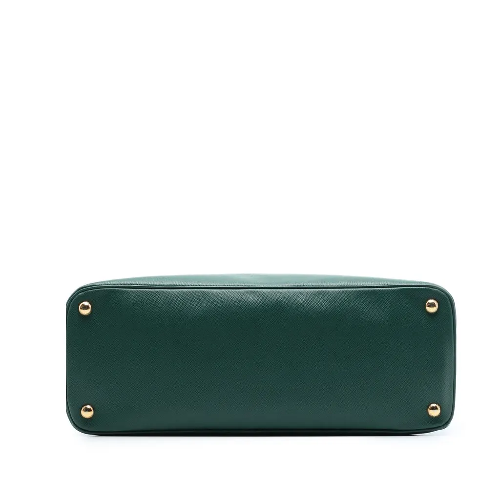 Prada Large Saffiano Lux Promenade Satchel Green Leather Good - Inside View