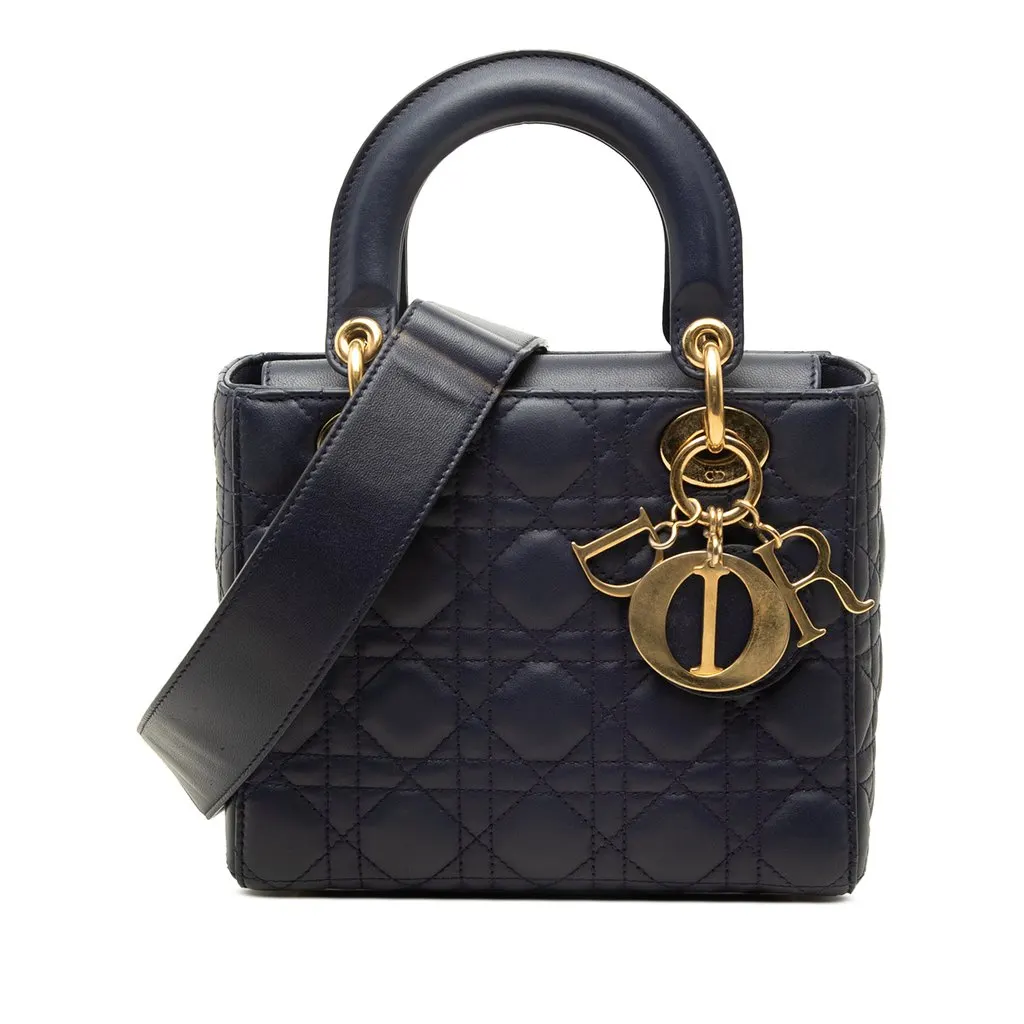 Dior Small Lambskin Cannage My ABC Lady Dior Blue Leather Good - Front View