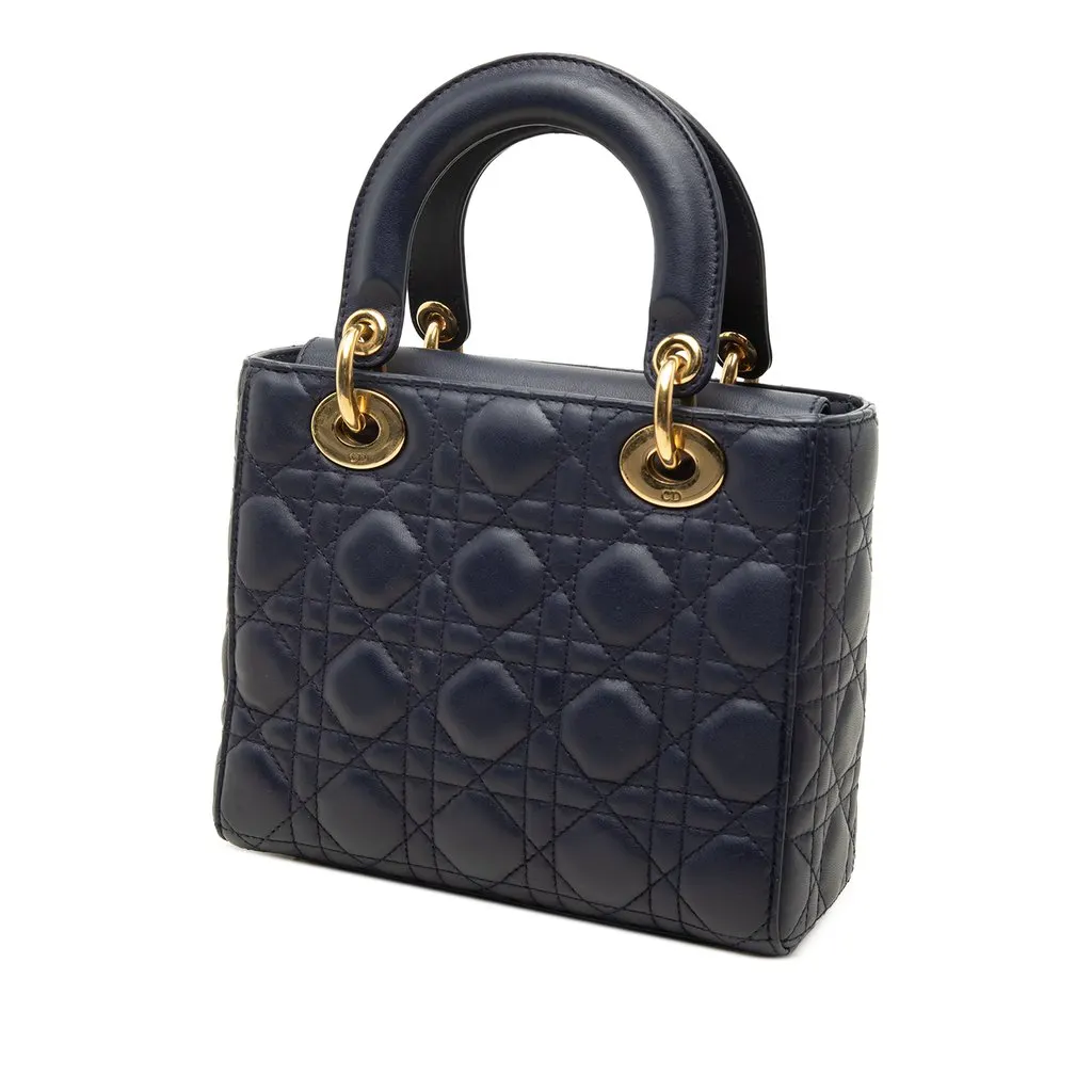 Dior Small Lambskin Cannage My ABC Lady Dior Blue Leather Good - Back View