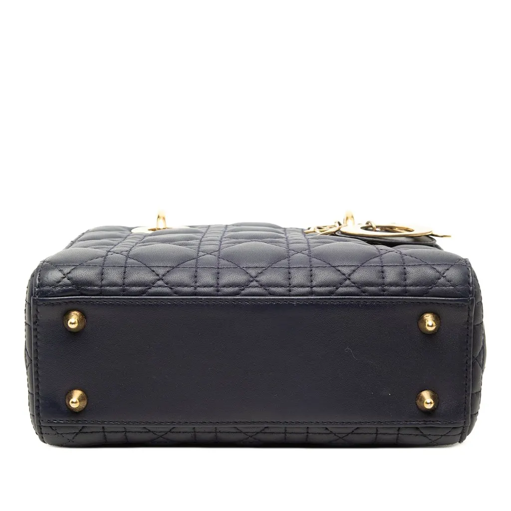 Dior Small Lambskin Cannage My ABC Lady Dior Blue Leather Good - Inside View