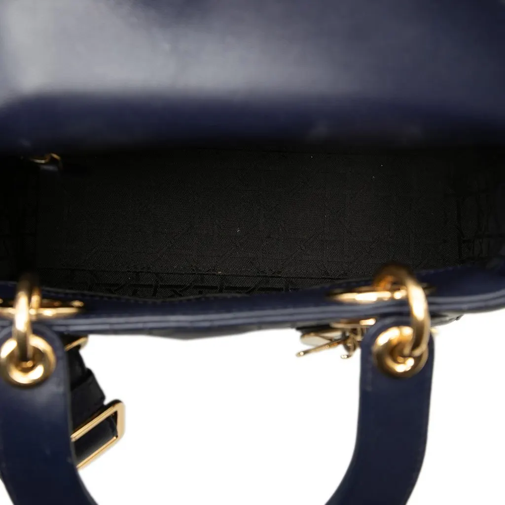 Dior Small Lambskin Cannage My ABC Lady Dior Blue Leather Good - Model View