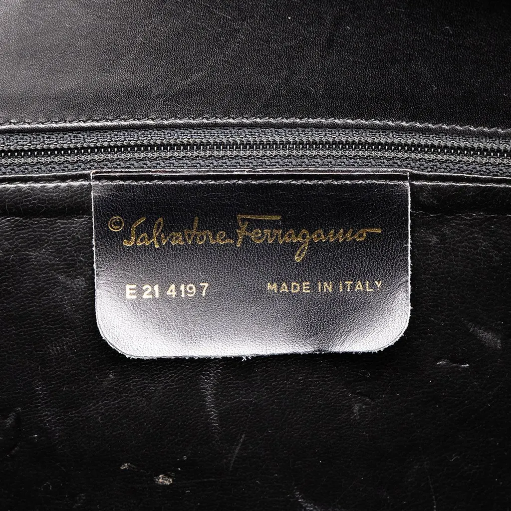 Salvatore Ferragamo Smooth Calfskin Gancini Boston Bag Black Leather Good - Model View