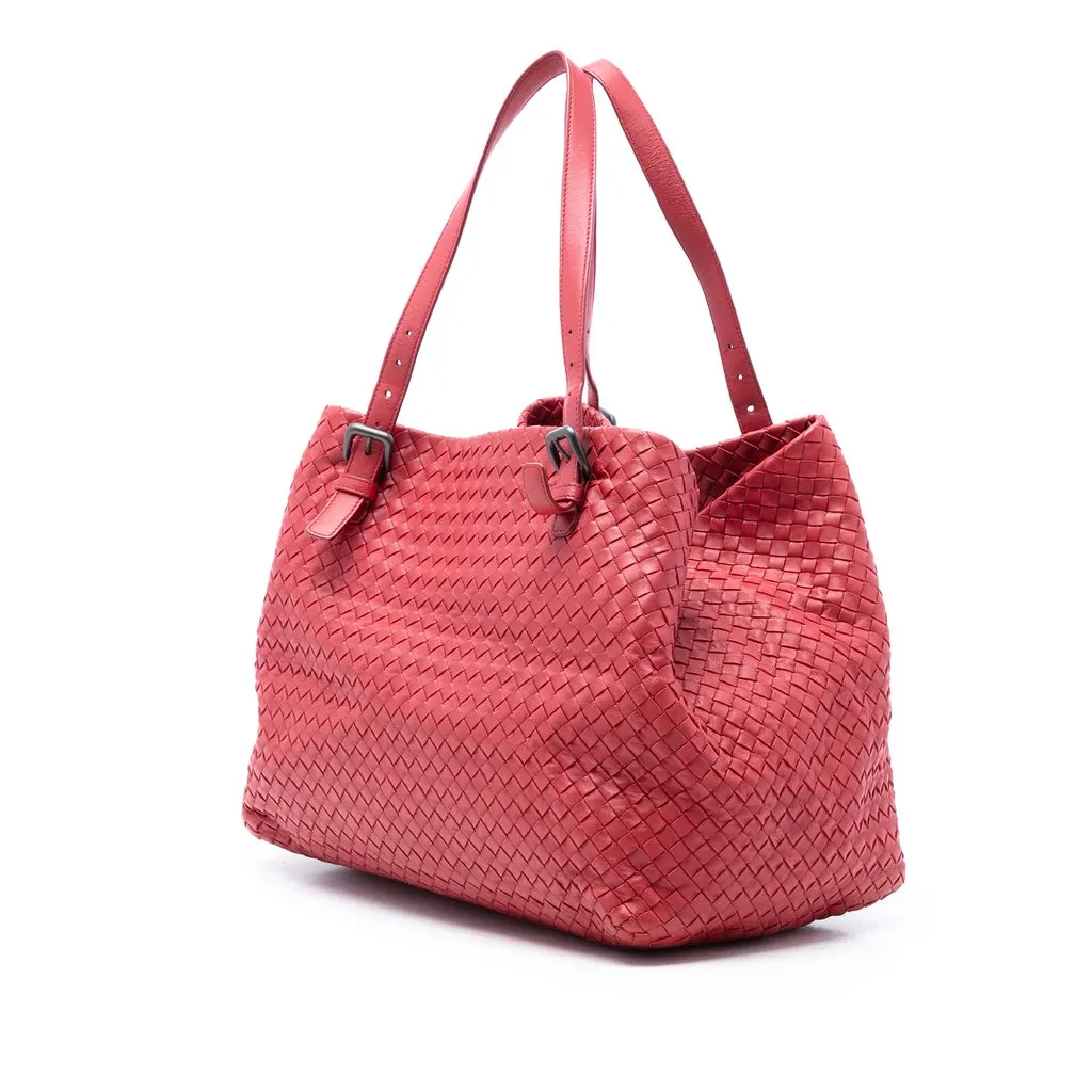 Bottega Veneta Large Nappa Intrecciato Cesta Tote Red Leather Very good - Back View